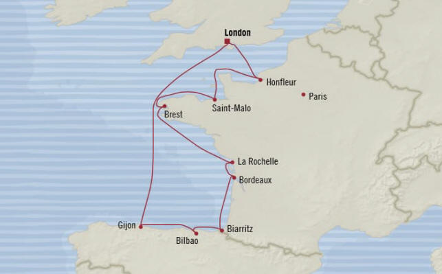 MAP Oceania Cruises Marina Itinerary 2020