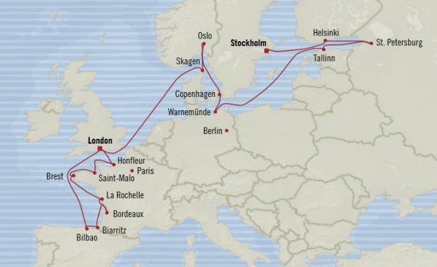 MAP Oceania Cruises Marina Itinerary 2020