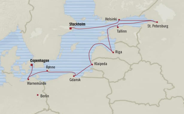 MAP Oceania Cruises Marina Itinerary 2020
