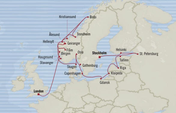 MAP Oceania Cruises Marina Itinerary 2020
