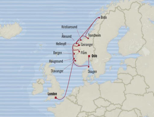 MAP Oceania Cruises Marina Itinerary 2020