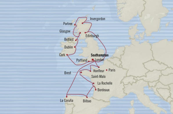 MAP Oceania Cruises Marina Itinerary 2020