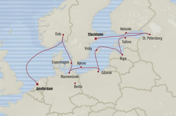MAP Oceania Cruises Marina Itinerary 2020