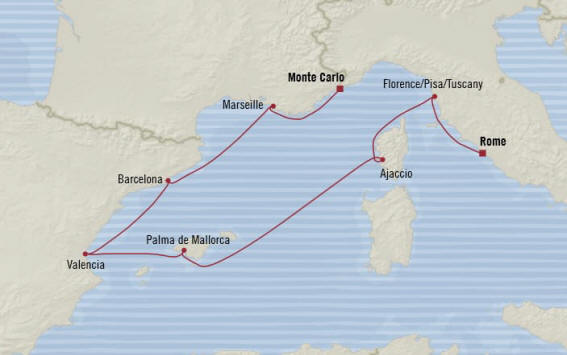 MAP Oceania Cruises Marina Itinerary 2020