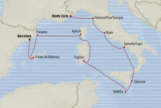 MAP Oceania Cruises Marina Itinerary 2020