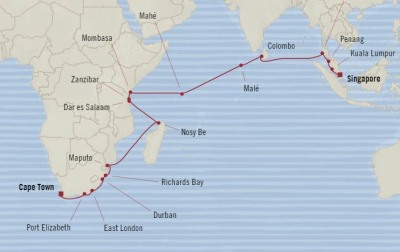 Oceania Nautica January 5 February 4 2017 Cruises Cape Town, South Africa to Singapore, Singapore