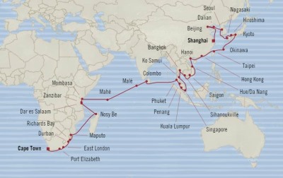 Oceania Nautica January 5 March 7 2017 Cruises Cape Town, South Africa to Shanghai, China