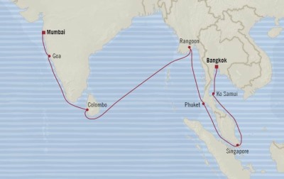 Oceania Nautica March 27 April 14 2017 Cruises Laem Chabang, Thailand to Mumbai, India