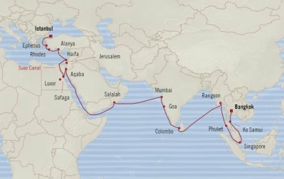 Oceania Nautica March 27 May 4 2017 Cruises Laem Chabang, Thailand to Istanbul, Turkey