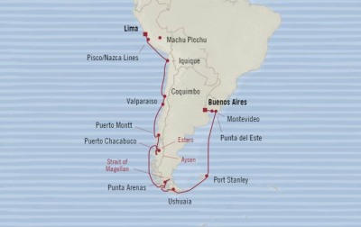 Cruises Around The World Oceania Regatta March 7-29 2026 Cruises Buenos Aires, Argentina to Callao, Peru