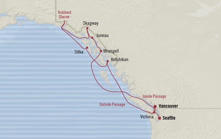 MAP - Cruises Oceania Regatta Itinerary 2019