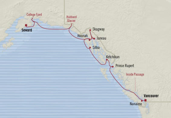 MAP - Cruises Oceania Regatta Itinerary 2020