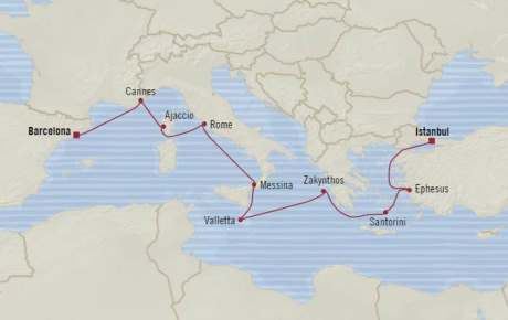 Cruises Around The World Oceania Riviera April 9-19 2026 Cruises Barcelona, Spain to Istanbul, Turkey