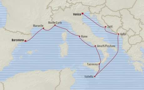 Cruises Around The World Oceania Riviera May 16-28 2026 Cruises Venice, Italy to Barcelona, Spain
