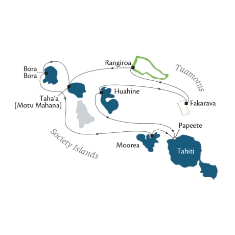 Paul Gauguin Cruises Map Detail Papeete, Tahiti, Society Islands to Papeete, Tahiti, Society Islands February 11-18 2017 - 7 Days