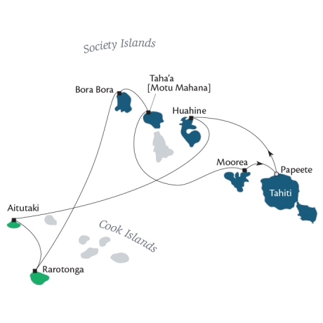 Paul Gauguin Cruises Map Detail Papeete, French Polynesia to Papeete, French Polynesia July 15-26 2017 - 11 Days