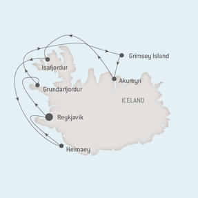 Ponant Yacht Cruises Le Soleal  Map Detail Reykjav�k, Iceland to Hafnarfj�rdur, Iceland July 12-19 2017 - 7 Days