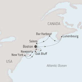 Ponant Yacht Cruises Le Soleal  Map Detail Boston, MA, United States to Boston, MA, United States September 28 October 7 2021 - 9 Days
