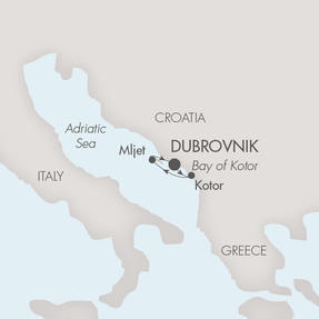 Ponant Yacht Le Lyrial Cruise Map Detail Dubrovnik, Croatia to Dubrovnik, Croatia May 6-9 2016 - 4 Days