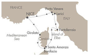 Cruises Around The World Ponant Yacht Le Ponant Cruise Map Detail Nice, France to Nice, France August 22-29 2025 - 7 Days