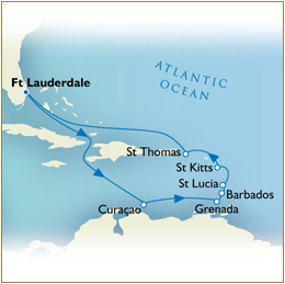 Luxury Cruise SINGLE/SOLO Map - Fort Lauderdale to Fort Lauderdale