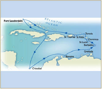 Luxury Cruise SINGLE/SOLO Map - Fort Lauderdale to Fort Lauderdale