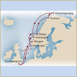 Map Cunard Queen Mary 2 Qm 2 2010 Southampton to Southampton