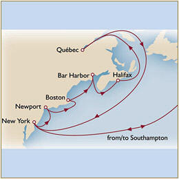 Luxury Cruise SINGLE/SOLO Map Cunard Queen Mary 2 Qm 2 2021 Southampton to Southampton