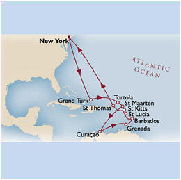 Croisieres de luxe Map Cunard Queen Mary 2 Qm 2 New York - New York