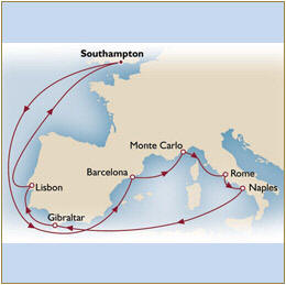 Luxury Cruise SINGLE/SOLO Map Cunard Queen Mary 2 Qm 2 2021 Southampton to Southampton