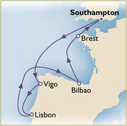 Luxury Cruise SINGLE/SOLO Map Cunard Queen Victoria QV 2021 Southampton to Southampton