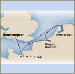 Croisire de Rve tout-inclus Map Cunard Queen Victoria QV 2020 Southampton - Southampton