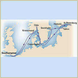Croisieres de luxe Map Cunard Queen Victoria QV Southampton - Southampton