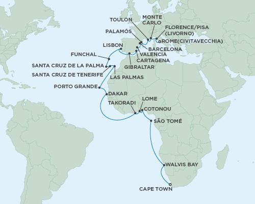 Cruises Around The World Seven Seas Mariner October 21 November 24 2024 - 34 Days