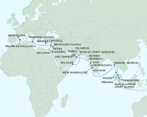 LUXURY CRUISES - Penthouse, Veranda, Balconies, Windows and Suites Regent Seas Seas Voyager Cruises April 13 May 23 2027 - 40 Days