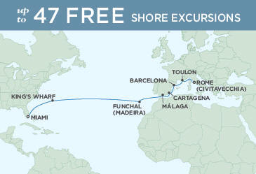 Cruises Around The World Map November 16 December 2 2025 - 16 Days Rome (Civitavecchia) to Miami regent explorer