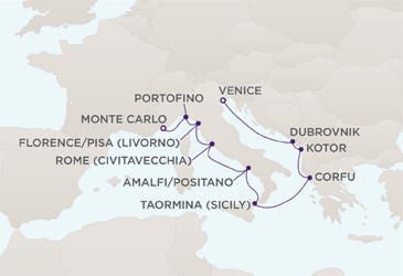 Map Regent Seven Seas Cruises RSSC Mariner 2011