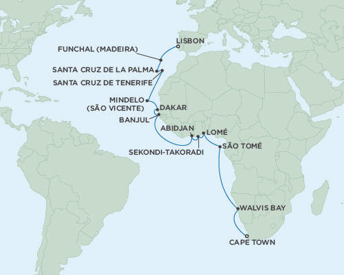 Cruises Around The World Regent Navigator 2025 October 23 November 16 2025 - 24 Days Lisbon to Cape Town