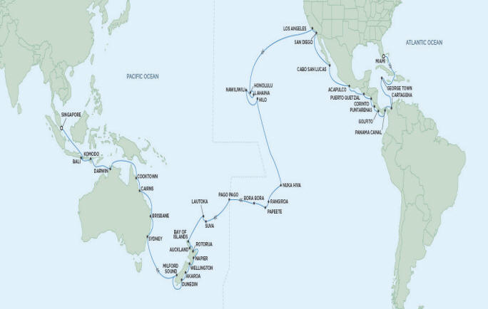 Cruises Around The World Regent Navigator 2026 January 5 March 16 2026 - 70 Days MIAMI TO SINGAPORE