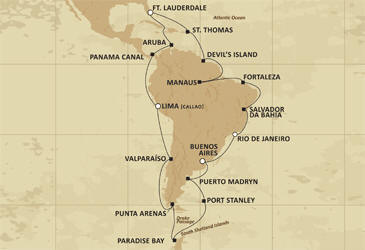 Croisieres de luxe Regent Seven Seas Croisires Map Mariner