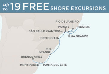 LUXURY CRUISES - Penthouse, Veranda, Balconies, Windows and Suites Regent Mariner Vacation Map RIO DE JANEIRO TO BUENOS AIRES