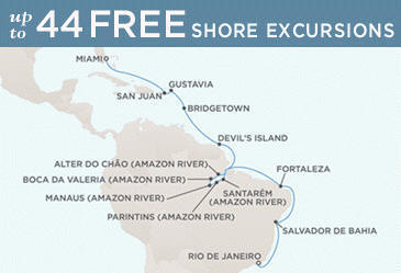Cruises Around The World Regent Mariner Map RIO DE JANEIRO TO MIAMI