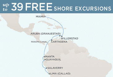 Cruises Around The World Regent Mariner Map MIAMI TO LIMA (CALLAO)