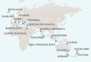 Single Balconies/Suites MAP - Regent Seven Seas Voyager World Itineraries 2022