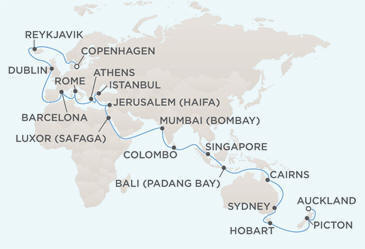 Single Balconies/Suites MAP - Regent Seven Seas Voyager World Itineraries 2022
