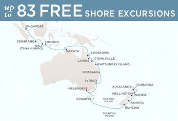 Regent Seven Seas Cruises Voyager 2014 Map January 17 February 19 2014 - 33 Days
