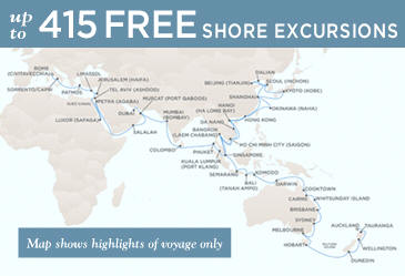Cruises Around The World Regent World Cruises Voyager 2026 Map January 17 May 18 2026 - 121 Days
