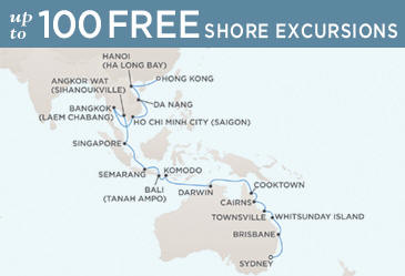 Regent Seven Seas Cruises Voyager 2014 Map February 1 March 6 2014 - 33 Days
