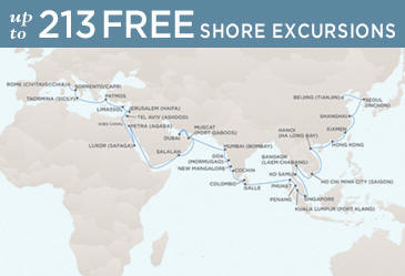 Regent Seven Seas Cruises Voyager 2014 Map March 21 May 18 2014 - 58 Days