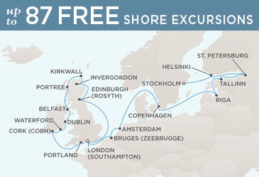 Regent Seven Seas Cruises Voyager 2014 Map LONDON (SOUTHAMPTON) TO STOCKHOLM